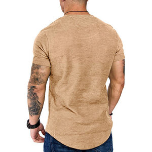 T-shirts d'été pour hommes Muscle Top Gym col en V couleur unie Slim Fit T-shirts à manches courtes t-shirts de couleur personnalisée - Product Image 2