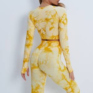 ชุดกีฬาฟิตเนสและโยคะของผู้หญิงชุดเสื้อแขนยาวและกางเกงขายาวสไตล์สวยงามออกแบบได้ตามต้องการ - Product Image 2