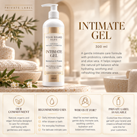 Gel d'hygiène intime en marque propre 300ml |   Probiotiques et équilibre du pH |   Fabricant OEM Espagne