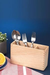 Bulk Wooden 3 Compartment Kitchen Utensil Holder Organizer for Countertop Restaurant Wedding - Product Image 2