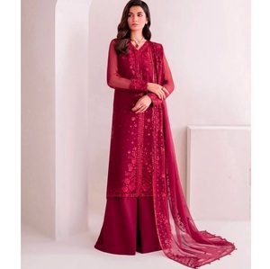 Tenue de soirée fantaisie Salwar Kameez avec séquence détaillant des manches complètes et Designer Dupatta pour les fonctions de mariage - Product Image 1