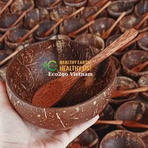 LOGOTIPO PERSONALIZADO BIODEGRADABLE DE ALTA CALIDAD NATURAL HECHO A MANO COCO SHELL BOWL & SPOON SET CAJA DE REGALO Ecológico en VIETNAM - Product Image 1