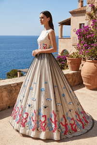 Tissu en tulle brodé en polyester de 120 cm avec sequins et perles, dentelle florale pour robe de mariée et de demoiselle d'honneur, articles en stock - Product Image 3