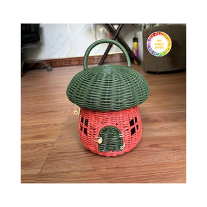 Maison en rotin naturel personnalisé étagère décorative organisateur tissé à la main décorations de noël mignon fabriqué à la main cadeau oeuvre en osier - Product Image 1