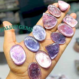 Alta calidad Gemmy buena calidad lepidolita Micca cabujón hecho a mano piedra de cristal Lisa parte posterior plana para la fabricación de joyas - Product Image 1