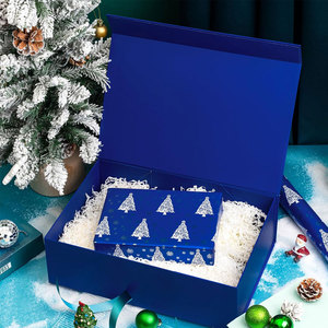 Caja de regalo de Navidad con tapa-13,3X9X4 pulgadas Caja de regalo de diseño de letras de caja de Nochebuena azul y blanca, regalo plegable - Product Image 5
