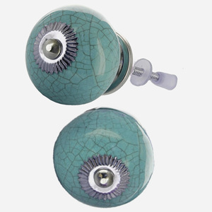 Diseño Industrial Venta caliente verde azulado craquelado perillas de cerámica cajón gabinete manija tiradores sala de estar Comedor Cocina dormitorio - Product Image 2