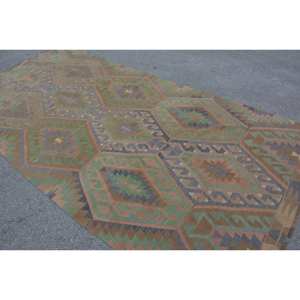 พรมตุรกีแนววินเทจสีเขียว5.4ชิ้นชุดพรมปูพื้นแนวแอบสแตรกทรงสี่เหลี่ยมผ้าปอกระเจาขนสัตว์แนวโบฮีเมียนผ้าดิบปะต่อสีส้ม11.2ft - Product Image 4