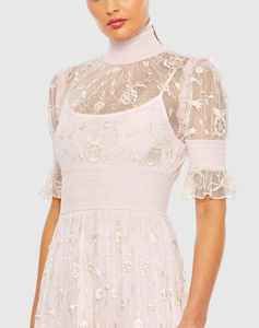 Elegant Half Sleeve Evening Dress Anti-Static Breathable Beaded Hand <b>Embroidered</b> Sequins Full Length Prom Style Plus Size Formal - Product Image 5