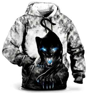 Sudadera con capucha de animales para hombre, camiseta sólida de Lobo, jersey con estampado 3D, ropa de calle de invierno de gran tamaño - Product Image 4