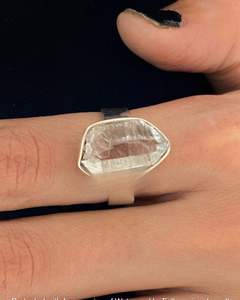 Bague en diamant Herkimer en argent sterling 925 rangée de diamants bruts Herkimer bague unisexe pierre précieuse de guérison bijoux bohème - Product Image 2