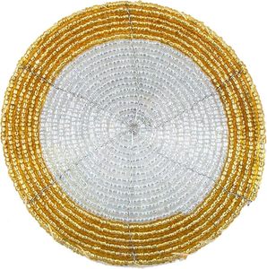 Handcrafted <b>Round</b> Glass Beaded Coaster <b>Set</b> <b>for</b> <b>Dining</b> <b>Tables</b> Weddings Christmas & Family Gatherings Perfect Party Decor - Product Image 3