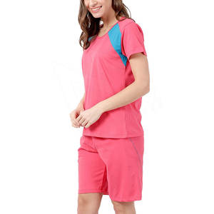 Ensemble short deux pièces pour femmes, été, uni, décontracté, respirant, séchage rapide, manches courtes, tenue de tous les jours, streetwear - Product Image 5