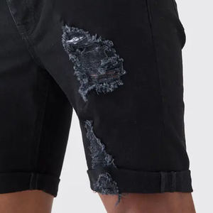 Classic And Relaxed Fit Button Closure Casual <b>Men</b> <b>Skinny</b> Stretch Ripped Denim <b>Shorts</b> Casual Wear Comfortable Fit And Breathable - Product Image 5