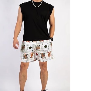 Customized Men's Camouflage Shorts Summer Streetwear Breathable Playing Cards Pattern Mid Waist Canvas Drawstring Closure - Product Image 2