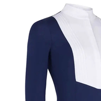 Chemises de concours d'équitation pour femmes avec logo personnalisé, sous-couche en Spandex/Nylon avec fermeture éclair en cuir véritable