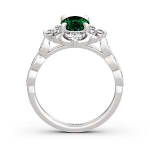 แหวนเงินสเตอร์ลิงทรงวงรีวินเทจเจลิยาประดับพลอยรูปดอกไม้ - Product Image 2