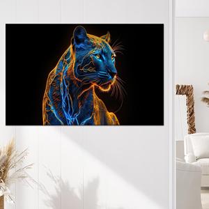Art mural en verre Panther : impression animalière surréaliste, toile décorative pour mariage, toile enveloppée 1P - Product Image 1