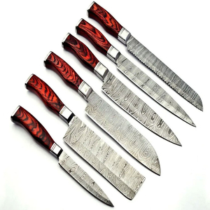 Juego de Cuchillos de Chef de Acero de Damasco Hechos a Mano de Alta Calidad, Mangos de Madera Ambidiestros, Construcción de 67 Capas, Juego de Cinco Piezas Personalizable - Product Image 5