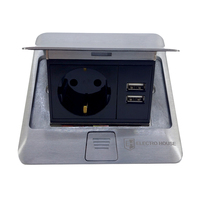 Soket lantai dengan Grounding, dengan 2 Port USB 16A IP44 EU/US/UK standar Pop Up, Soket Daya plastik ABS pemasangan tersembunyi lantai
