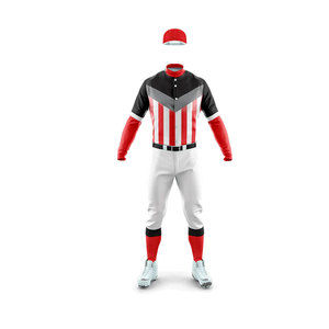 Unisex <b>Baseball</b> Uniform Striped Red Black White Jersey Short Sleeve Moisture Wicking 100% Cotton Breathable Anti-Bacterial Sport - Product Image 2