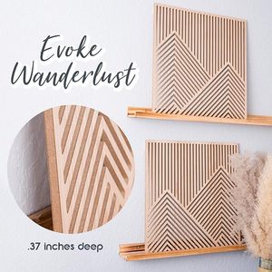 Hiện đại Gỗ trừu tượng dòng tấm thiết lập của 2 23.5x23.5 inch tối giản núi tường nghệ thuật cho phòng khách trang trí nội thất dễ dàng treo - Product Image 5