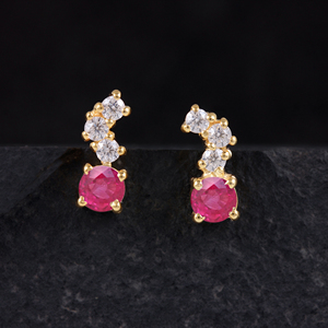 À la mode solide 14k or jaune diamant naturel forme Unique boucles d'oreilles rubis pierres précieuses usure quotidienne minuscule bijoux fins grossiste - Product Image 3