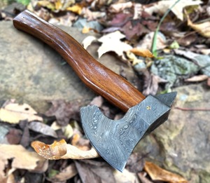 Hache de camping en plein air personnalisée de haute qualité faite à la main en acier damas avec manche en bois produit de qualité industrielle - Product Image 5