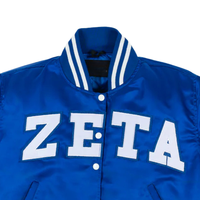 Veste bomber d'hiver respirante en satin de coton matelassé Be Zeta Royal Vintage pour femmes, style universitaire classique de la sororité grecque