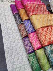 Lujo 100% seda Jacquard brocado tela de satén tejido rico acabado brillante para Sherwanis Sarees tejido bodas niñas - Product Image 5