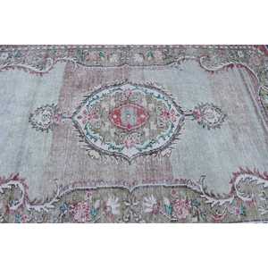 Tapis turc vintage 5,3x8,9 pi (163x270 cm), tapis rayé rouge et vert - Product Image 5