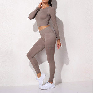 Conjunto de Yoga para Mujer, Cintura Elástica Personalizada, Tallas Grandes, Diseño Sólido con Logotipo Frontal, Secado Rápido, Transpirable, Alta Calidad, para Gimnasio y Fitness - Product Image 2