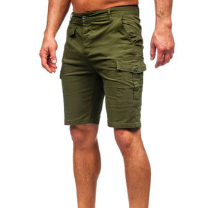 Meilleure qualité 100% coton cordon taille élastique poches latérales doux Fitness entraînement hommes décontracté respirant Cargo Shorts - Product Image 1