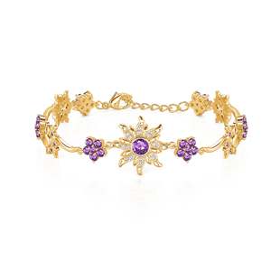 Bracelet à breloques Jeulia en or avec pierre violette et motif tournesol, tendance - Product Image 2