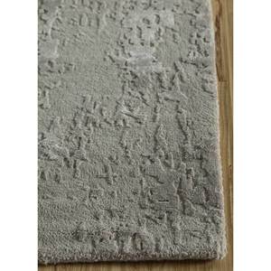 Tapis rectangulaire en laine et soie de bambou noué à la main Kavi gris et noir, design Théorie du Chaos, pour couloir et chambre - Esk-408 - Product Image 4