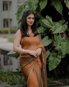 Dernière exclusivité douce Fandy en mousseline de soie deux tons perles de sari en soie travail à la main fête du festival indien fête classique vêtements ethniques femmes - Product Image 2