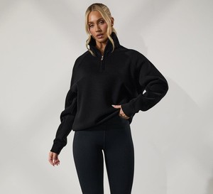 Ventes exceptionnelles - Sweat-shirts à col rond en molleton 100% coton pour femmes, fermeture éclair 1/4, coupe ajustée, personnalisez votre vêtement d'hiver - Product Image 4