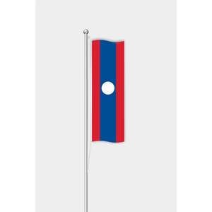 Drapeau du Laos vertical personnalisé pour l'extérieur, impression numérique, mât en aluminium et fibre de verre durable, polyester, affichage de plage personnalisé - Product Image 1