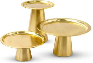 Conjunto de dos soportes de Metal para pastel, soporte de Metal redondeado para servir pasteles, acabado antiguo, gran oferta - Product Image 2