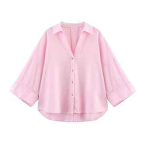 Top corto de verano para mujer, blusa informal con cordones, manga larga, longitud corta, detalle de botones, color sólido, ropa de calle de moda al por mayor - Product Image 1