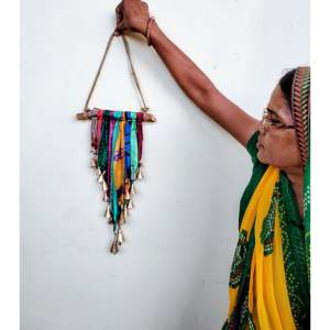 Recycled Silk Sari Saree <b>Wall</b> Hanging Bohemian Home Decoration Vertical Hippy Hippie <b>Wall</b> Art Wind Chime Mobile Sun Catcher - Product Image 5