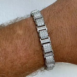 Pulsera con abalorio de tenis de Plata de Ley 925 para hombre, estilo presidencial de 11mm con joyería de moda de diamantes para hombre - Product Image 2