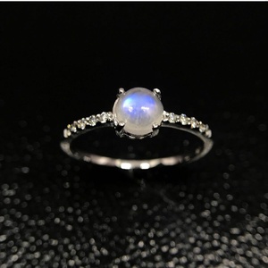 Bague ronde en pierre de lune bleue naturelle Vintage 925 Sterling Silver Indian Fine Jewelry Handmade Rainbow Blue Moonstone Stone Seller - Product Image 4