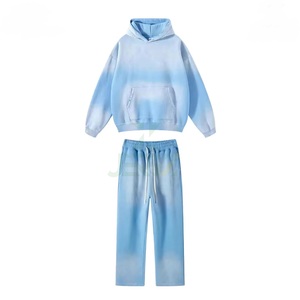 Survêtements pour hommes personnalisés à manches longues, lavés à l'acide, coupe-vent, vêtements de sport d'hiver, logo imprimé, taille plus, tissu en molleton 100% coton - Product Image 2