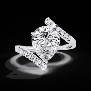 Anillo de Diamante Cultivado en Laboratorio con Certificación IGI de 2.50 Quilates, Corte Pera, con Banda de Oro Trenzada, Regalo de Compromiso - Product Image 2