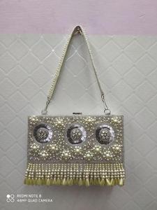 Boîte à enveloppes noire et blanche personnalisée pour femmes Sac à main à motif de pierre - Product Image 5