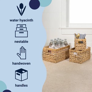 Ensemble de 3 paniers tressés en jacinthe d'eau torsadés Panier de rangement fait à la main Vente en gros Écologique Fabriqué au Vietnam - Product Image 6