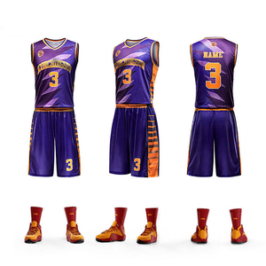 Conjuntos de uniformes de baloncesto ajustados de tamaño adulto más vendidos, diseño profesional de talla grande, logotipo personalizado, estampado transpirable, 100% poliéster - Product Image 4