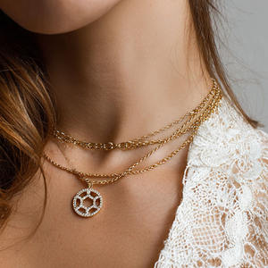 Bijoux à pendentif avec logo personnalisé collier à plusieurs niveaux de pierre de zircon pour femmes en vrac - Product Image 1