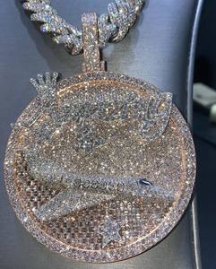 Colgante de diamante de moissanita de plata 925, collar con nombre personalizado, joyería redonda de Hip Hop con amuleto helado, regalo de cumpleaños - Product Image 3